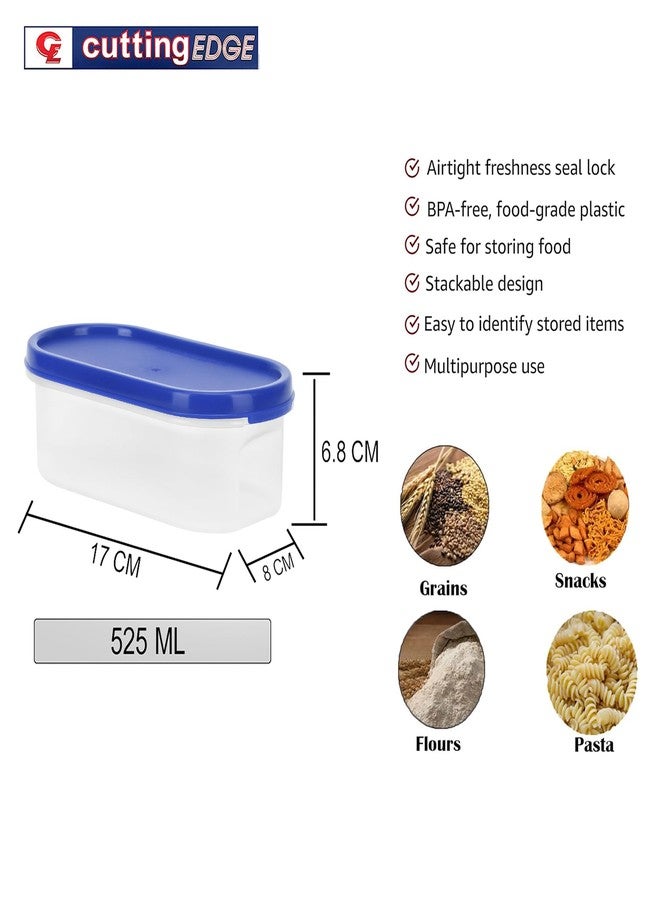 Cutting EDGE 525ml Air Tight Kitchen Storage Container Set of 4, with Blue Lid BPA-Free & Leak-Proof, Stackable & Nestable, Reusable Food Organizers for Kitchen, Pantry, Fridge & Meal Prep - Image 4